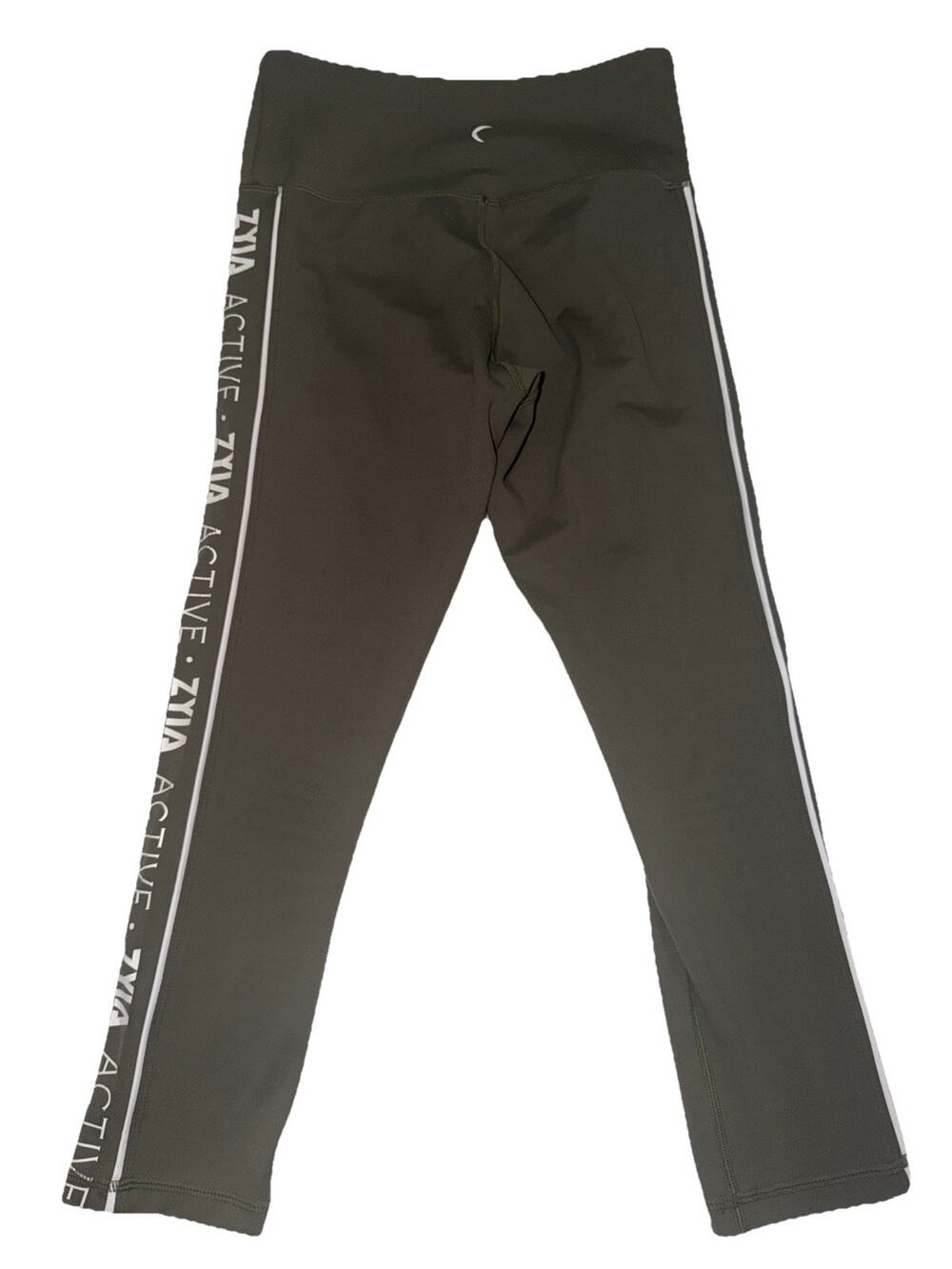Zyia Active Olive Logo Striped Light Tight Hi-rise Capri Leggings Size 2 (F28)